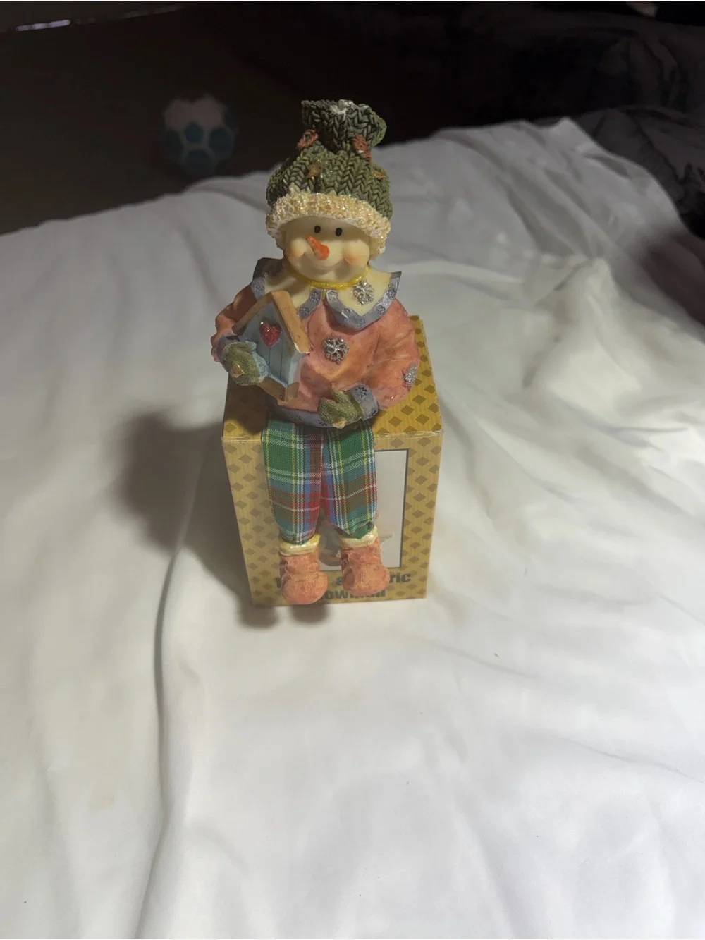 Resin & Fabric Snowman Holiday Figurine - Brown/Green